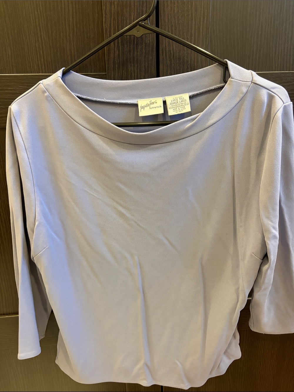 Jacqueline Ferrar Light Lavender Boatneck Long Sleeve Top